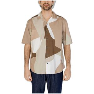 Only & Sons, Overhemden, Heren, Bruin, S, Katoen, Short Sleeve Shirts