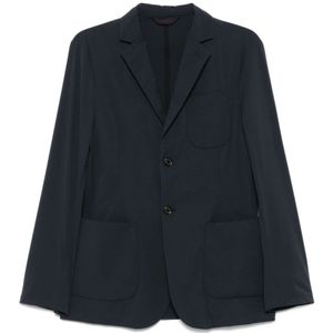 Peuterey, Jassen, Heren, Blauw, XL, Blauwe Button-Up Jas met Zakken