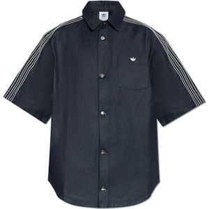 Adidas Originals, Blouses & Shirts, Dames, Blauw, L, Denim, Denim shirt met korte mouwen