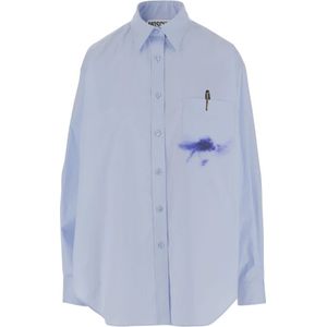 Moschino, Blouses & Shirts, Dames, Blauw, S, Stijlvolle Overhemden Collectie