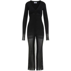 The Attico, Kleedjes, Dames, Zwart, S, Wol, Zwarte Degrade Midi Jurk
