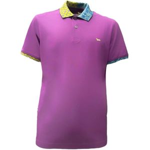 Harmont & Blaine, Tops, Heren, Paars, XL, Katoen, Paarse Heren Poloshirt MET Gedrukte Kraag - XL
