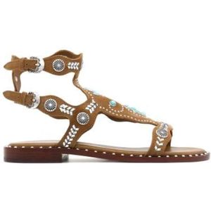 Ash, Schoenen, Dames, Bruin, 36 EU, Suède, Turquoise Leren Sandaal