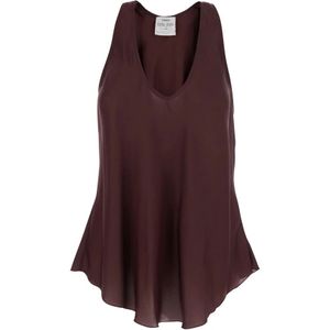 Forte Forte, Tops, Dames, Rood, XS, Zijden V-Hals Bordeaux Top