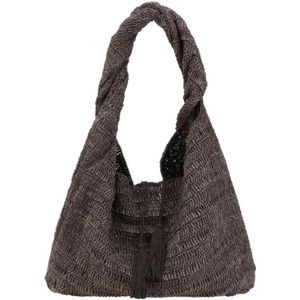 P.a.r.o.s.h., Tassen, Dames, Bruin, ONE Size, Raffia Schoudertas met Tassels