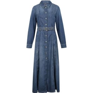 Ganni, Kleedjes, Dames, Blauw, XS, Katoen, Klassieke Knoopjurk met Riem