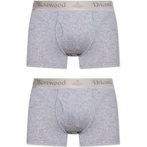 Vivienne Westwood, Ondergoed, Heren, Grijs, XL, Katoen, Twee-pack boxers met logo
