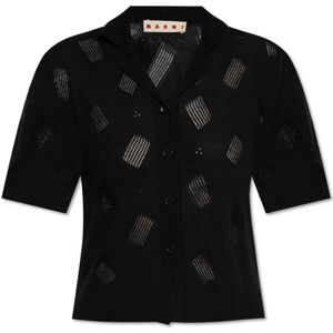 Marni, Blouses & Shirts, Dames, Zwart, 2Xs, Wol, Kortemouwenshirt