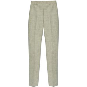 Versace, Broeken, Heren, Grijs, XL, Wol, Wollen broek met vouw