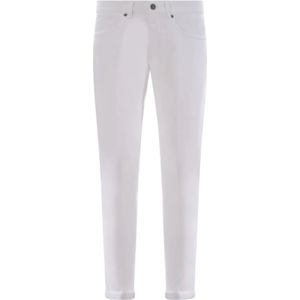 Dondup, Jeans, Heren, Wit, W31, Denim, George Slim-Fit Witte Stretch Denim Jeans