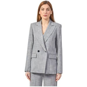 Patrizia Pepe, Jassen, Dames, Grijs, XS, Polyester, Essential Double-Breasted Jas