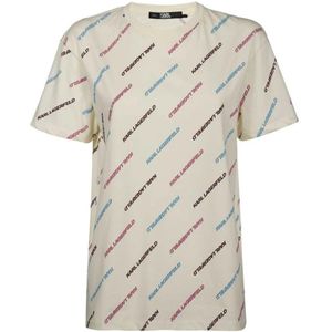 Karl Lagerfeld, Tops, Dames, Beige, XS, Katoen, Katoenen T-shirt
