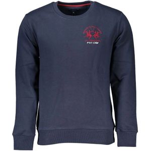 La Martina, Sweatshirts & Hoodies, Heren, Blauw, M, Katoen, Blauw geborduurd sweatshirt met ronde hals