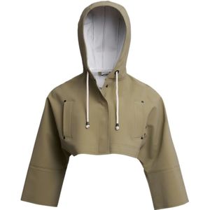Stutterheim, Jassen, Dames, Groen, M, Leer, Korte Hooded Regenjas