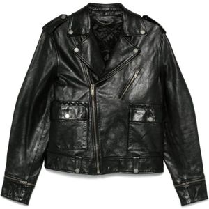 Golden Goose, Jassen, Heren, Zwart, L, Leer, Biker Jacket