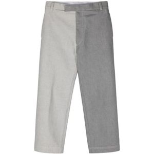 Thom Browne, Broeken, Heren, Grijs, M, Wol, Klassieke Grijs Tweekleurige Broek