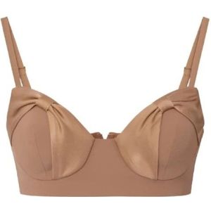Elisabetta Franchi, Tops, Dames, Beige, L, Satijn, Crepe Top met Satijnen Strikken