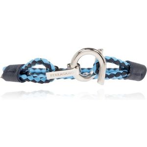 Salvatore Ferragamo, Accessoires, Heren, Blauw, M, Leer, Gevlochten leren armband