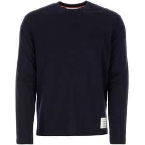 Thom Browne, Tops, Heren, Blauw, M, Wol, Stretch wollen T-shirt