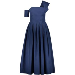 Alexander McQueen, Kleedjes, Dames, Blauw, S, Katoen, Katoenen Flared Rok Midi Jurk