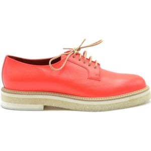 Santoni, Schoenen, Dames, Oranje, 39 EU, Leer, Koraal Oranje Instap Veterschoenen