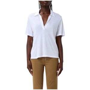 Dondup, Tops, Dames, Wit, L, Zwart V-hals Polo Shirt