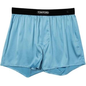 Tom Ford, Ondergoed, Heren, Blauw, M, Luxe Zijden Boxershorts Nachtkleding