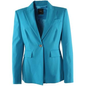 Pinko, Jassen, Dames, Blauw, S, Leer, Blauwe Blazer