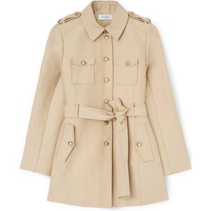 Motivi, Mantels, Dames, Beige, S, Katoen, Trenchcoat met enkele rij knopen