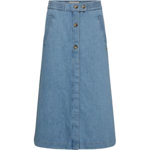 MOS Mosh, Rokken, Dames, Blauw, W30, Denim, Denim Rok met Elastische Taille en Zakken