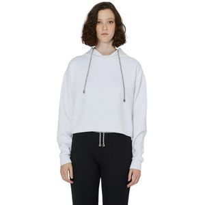 Richmond, Sweatshirts & Hoodies, Dames, Wit, 2Xs, Polyester, Crop hoodie sweatshirt met ton-sur-ton geborduurd logo