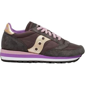 Saucony, Schoenen, Dames, Veelkleurig, 38 EU, Suède, Grijze Leren Triple Jazz Sneakers