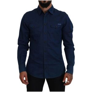 Dolce & Gabbana, Overhemden, Heren, Blauw, S, Denim, Blauw Denim Casual Shirt