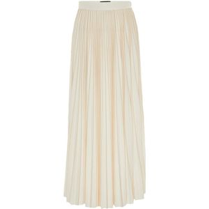 Fabiana Filippi, Rokken, Dames, Beige, S, Polyester, Witte Geplooide Wijd Uitlopende Rok