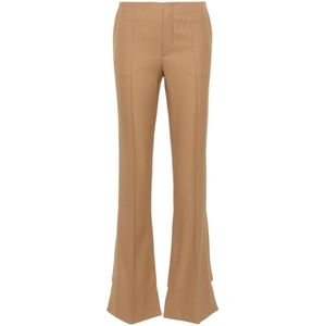 Chloé, Broeken, Dames, Beige, M, Wol, Beige Bootcut wollen broek