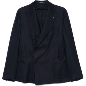 Tagliatore, Jassen, Heren, Blauw, XL, Wol, Marineblauwe Double-Breasted Blazer