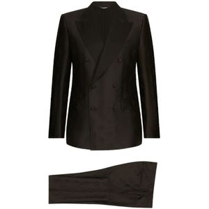 Dolce & Gabbana, Pakken, Heren, Zwart, M, Tweed, Zwart Sicilia Fit Pak