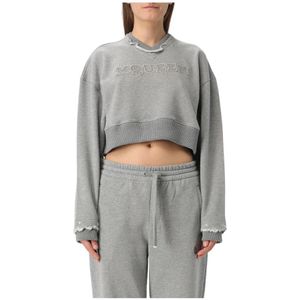 Alexander McQueen, Sweatshirts & Hoodies, Dames, Grijs, 2Xs, Katoen, Grijze Logo Sweatshirt voor Vrouwen