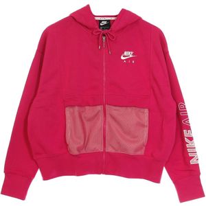 Nike, Sweatshirts & Hoodies, Dames, Roze, M, Katoen, Fireberry/Wit Rits Hoodie Sportkleding Air Top