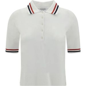 Thom Browne, Tops, Dames, Wit, S, Iconisch gestreept poloshirt
