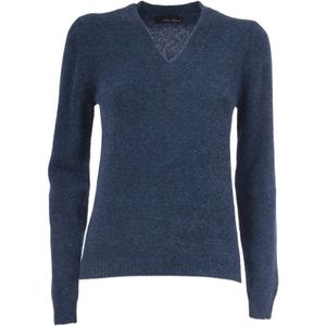 Gran Sasso, Truien, Dames, Blauw, S, Wol, V-hals wollen trui