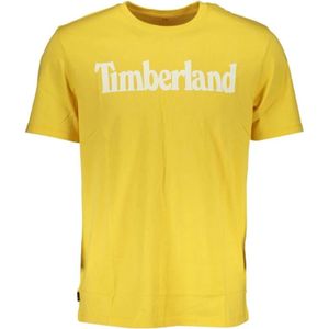 Timberland, Tops, Heren, Geel, 2Xl, Katoen, Gele Katoenen T-Shirt met Print Logo