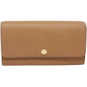 Michael Kors Pre-owned, Pre-owned, Dames, Beige, ONE Size, Leer, Tweedehands leren portemonnees
