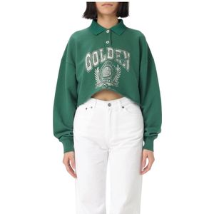 Golden Goose, Tops, Dames, Groen, M, Katoen, Groene Basketbal Grafische Polotrui