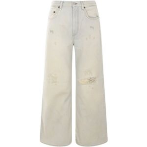 Acne Studios, Jeans, Dames, Blauw, W31 L32, Denim, Wijde Pijp Distressed Denim Jeans