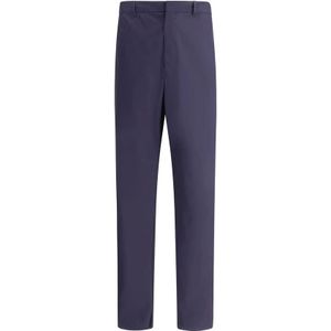 Prada, Broeken, Heren, Blauw, S, Katoen, Katoenen Broek met Rits aan de Voorkant