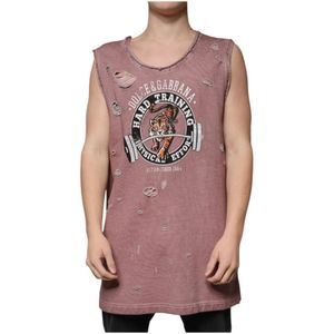 Dolce & Gabbana, Tops, Heren, Bruin, M, Katoen, Bruin Mouwloos Katoenen T-shirt