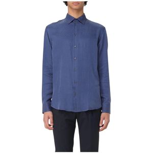 Emporio Armani, Overhemden, Heren, Blauw, M, Indigo Zijden Overhemd