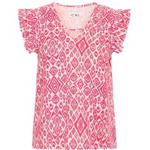 Ichi, Blouses & Shirts, Dames, Roze, 2Xl, Linnen, Diamant Ikat Vrouwelijke Blouse