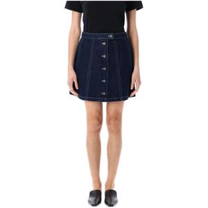 A.p.c., Rokken, Dames, Blauw, M, Denim, Navy Denim Mini Rok Trapezium Snit